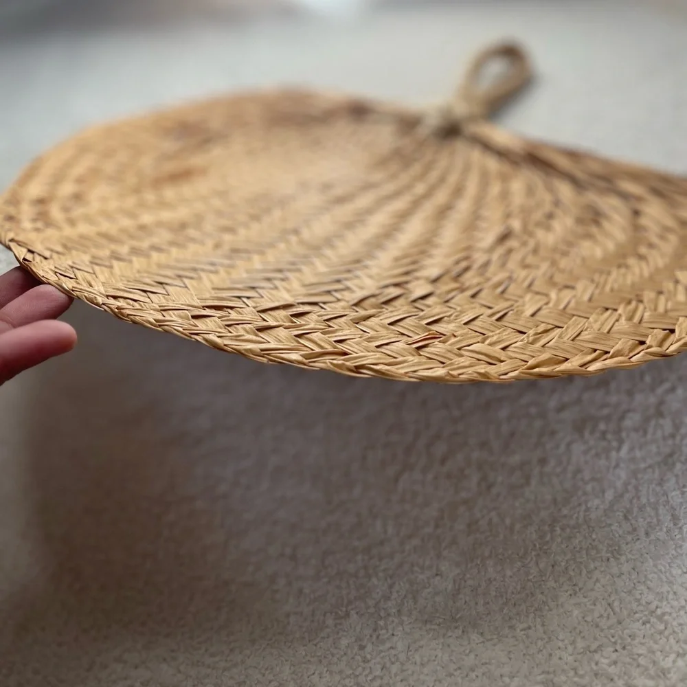 Natural Raffia Hand Fans - Picture 3 of 6